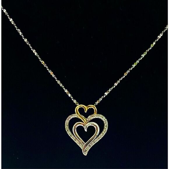 ADF Striking Triple Heart Italian Sterling Silver Necklace - Picture 8 of 10